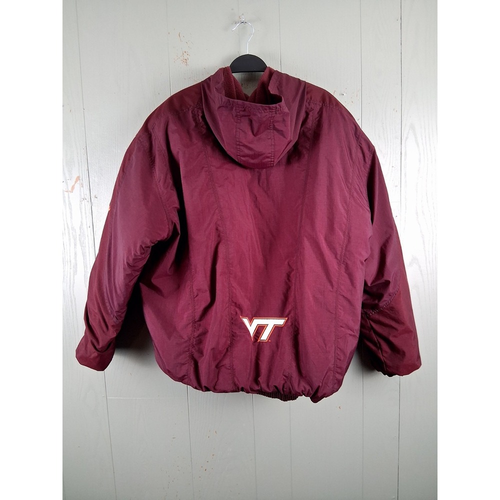 Vintage Nike Virginia Tech Puffer Jacket Mens L Maroon Team Issue Collage Y2K - Picture 2 of 11